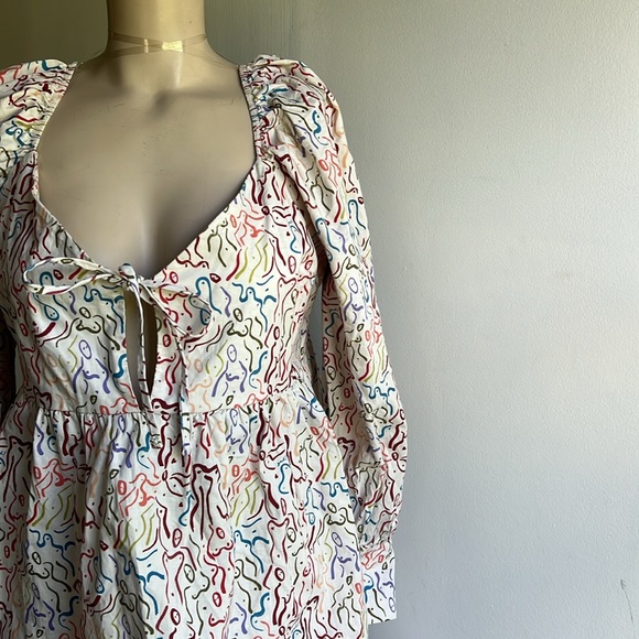 Lisa Says Gah! Lena Painted Ladies Tie Front Babydoll Dress - Picture 7 of 16